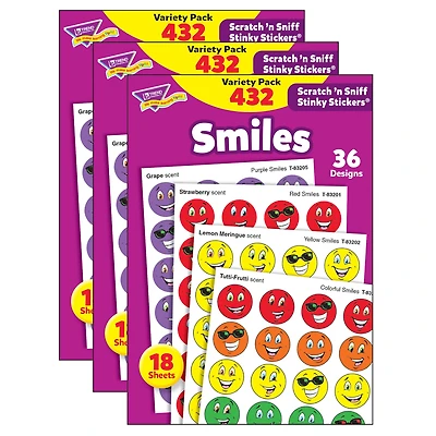 Trend Enterprises® Stinky Stickers® Smiles Variety Pack, 3 Packs of 432ct.