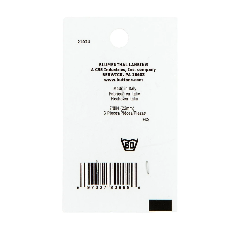 LaMode® 7/8" Black Shank Buttons, 3ct.