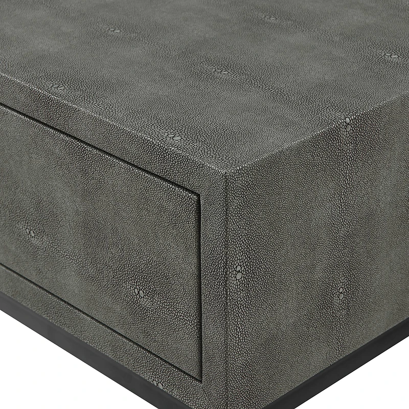 Walker Edison Gray 2-Drawer Faux Shagreen Entry Table
