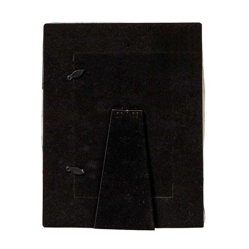 Hello Honey® Handmade Stoneware Photo Frame with Blue Frame and Yellow Stars