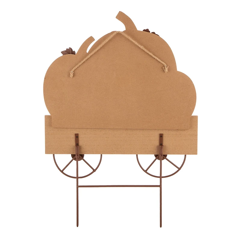 26" GlitzHome® Wooden Pumpkin Cart Yard Stake