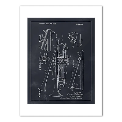 Dual Bell Trumpet Patent 12" x 16" Canvas Wall Art