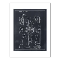 Dual Bell Trumpet Patent 12" x 16" Canvas Wall Art