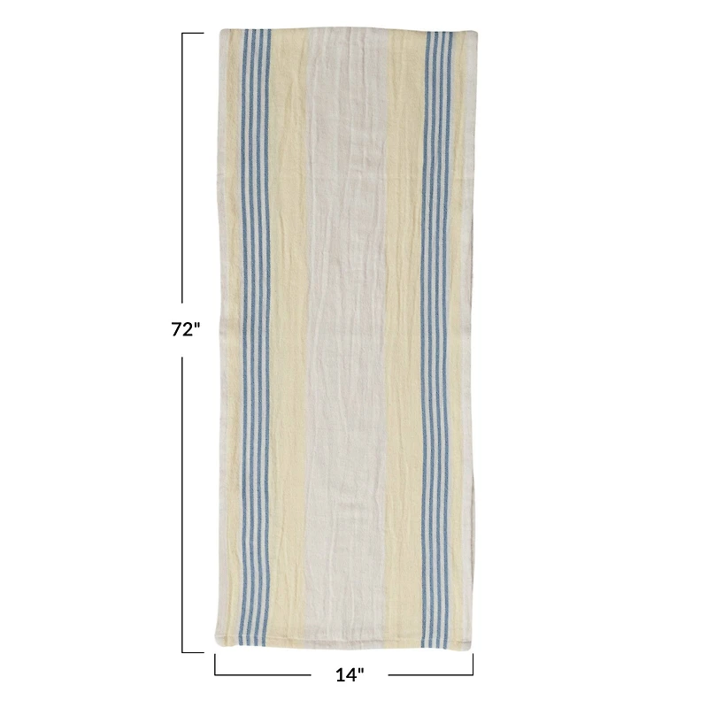 Hello Honey® 72" Blue & White Stripes Woven Cotton Table Runner