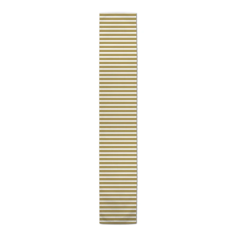 White & Gold Stripes Outdoor Table Runner