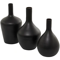 The Novogratz Black Glass Vase Set of 3 14", 13", 12"