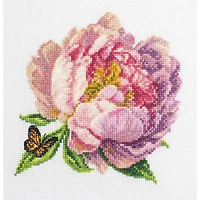 Luca-S Rozella Peony Counted Cross Stitch Kit with Display Hoop