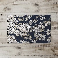 Navy & White Blossoms Floor Mat