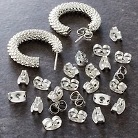 12 Pack: Rhodium Butterfly Shape Earring Backs by Bead Landing™