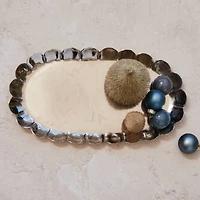 Hello Honey® 12" Silver Finish Decorative Metal Scalloped Tray