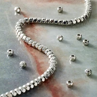 Rhodium Faceted Metal Cube Beads, 3mm by Bead Landing™