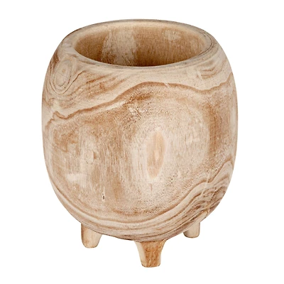 Hello Honey® 11.5" Tall Paulownia Wood Footed Planter