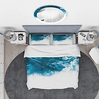Designart 'Blue and White Marble Acrylic' Mid-Century Modern Bedding Set