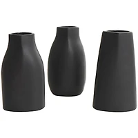 9" Black Ceramic Minimalistic Vase Set