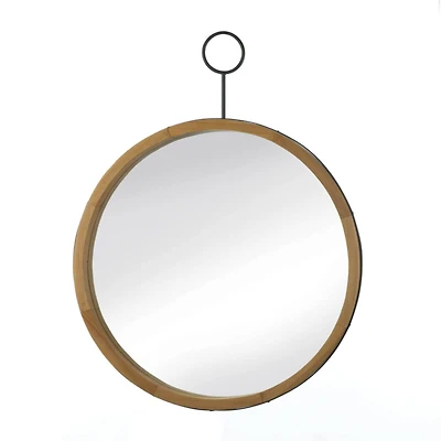 Nikki Chu Eva Round Wood Mirror with Hook