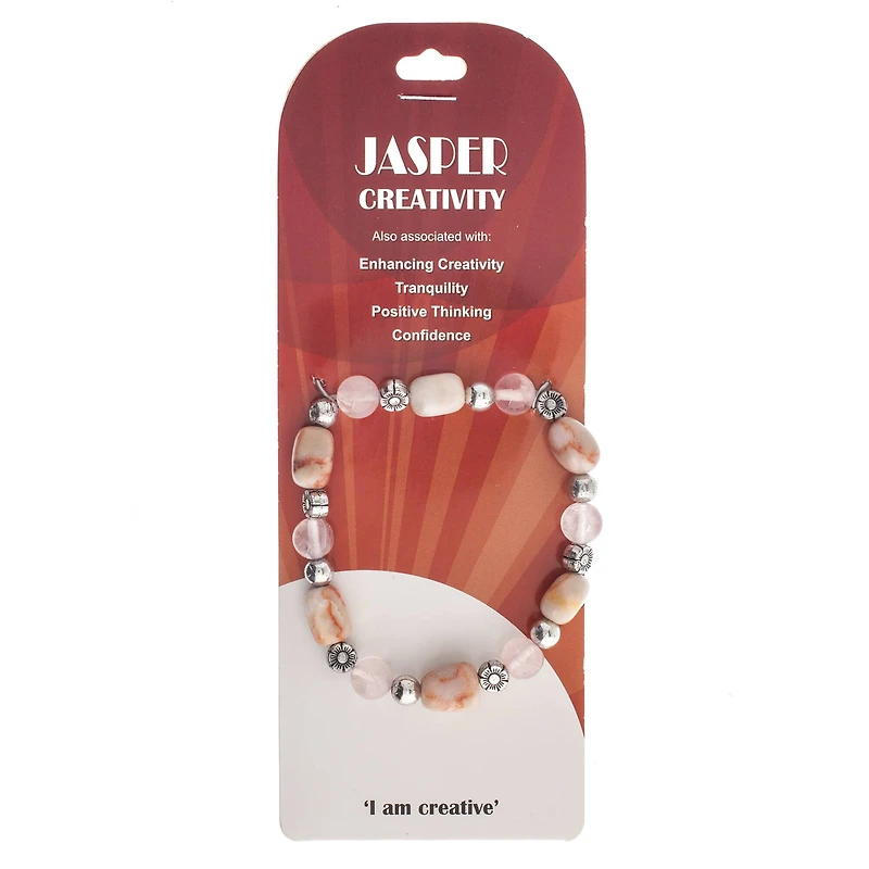 John Bead Pink Zebra Jasper & Rose Quartz Stretch Bracelet