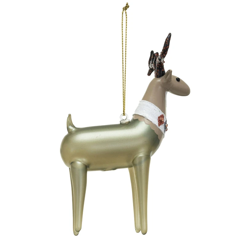 Hello Honey® 5.25" Glass Deer Ornament with Jewels & Glitter