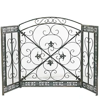 52" Green Metal Fireplace Screen