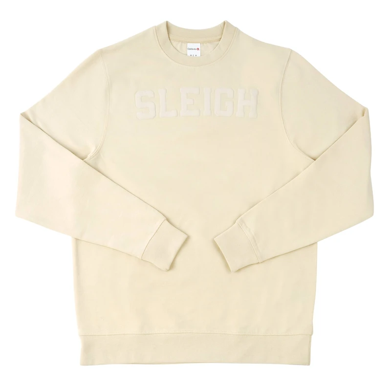 Beige Sleigh Adult Crew Neck Sweatshirt by Celebrate It