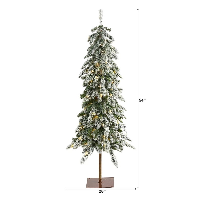 4.5ft. Pre-Lit Flocked Washington Alpine Artificial Christmas Tree, Warm White LED Lights