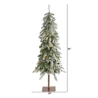 4.5ft. Pre-Lit Flocked Washington Alpine Artificial Christmas Tree, Warm White LED Lights