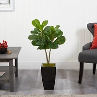3ft. Fiddle Leaf Fig Artificial Tree in Black Metal Planter