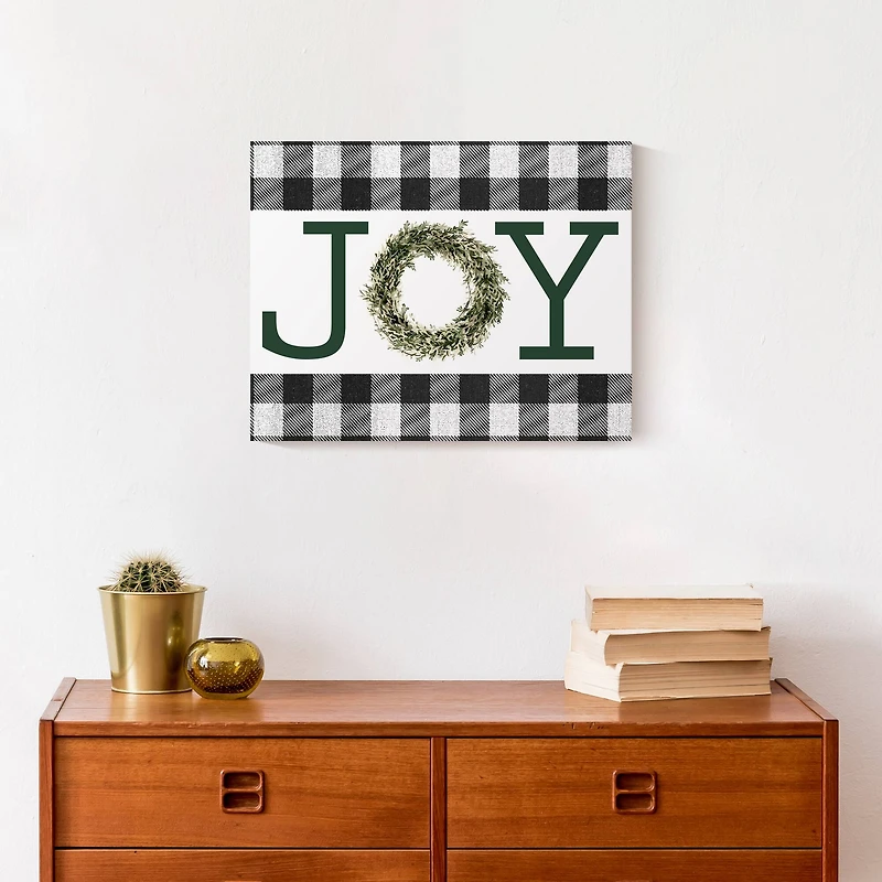 Green Joy Wreath 11x14 Canvas Wall Art