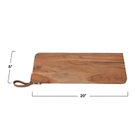 Hello Honey® 20" Acacia Wood Cheese/Cutting Board with Leather Strap