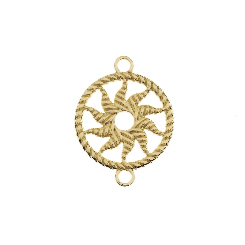 John Bead Beadwork Findings Gold Circle with Sun Pendants