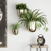 Silver Metal Contemporary Planter Set