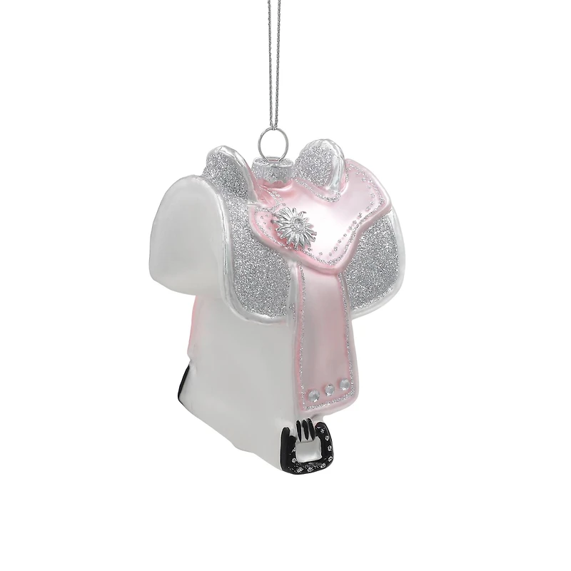 4.25" Pink Saddle Glass Ornament by Ashland®