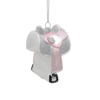 4.25" Pink Saddle Glass Ornament by Ashland®