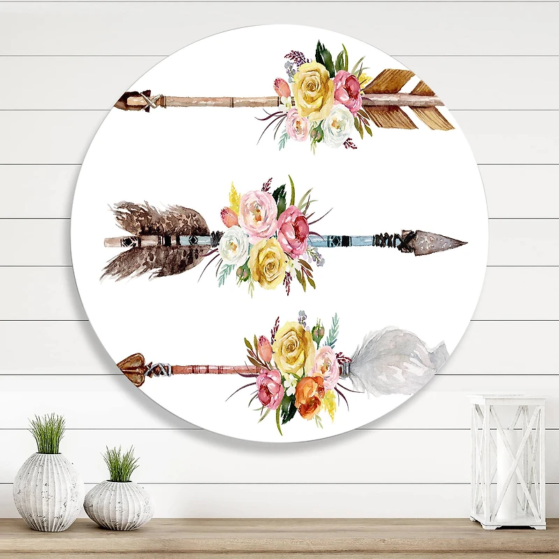 Designart - Ethnic Feathers and Flowers On Native Arrows II