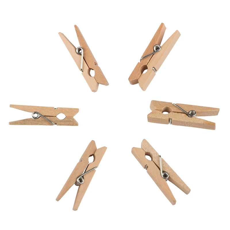 JAM Paper 1.5" Natural Wood Clip Clothespins, 30ct.