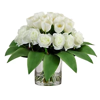 Wedding Collection 20in. Artificial Roses and Tulips Arrangement in Glass Vase