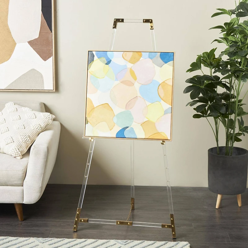 56.5" Clear Acrylic Plastic Adjustable 7-Tier Display Easel with Gold Accents & Chain Support