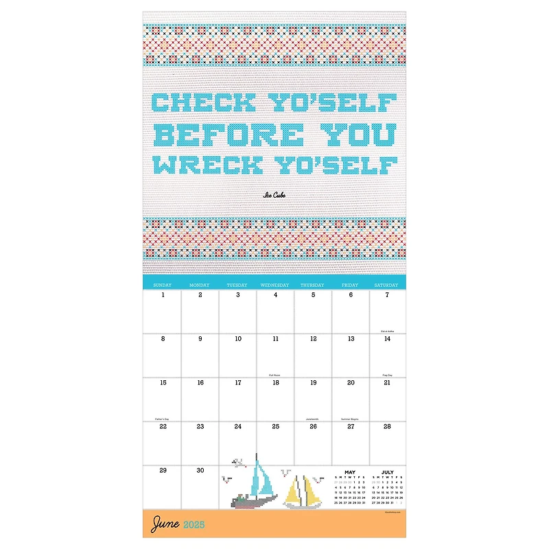 TF Publishing 2025 Cross Stitch Lyrics Wall Calendar