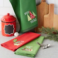 DII® Mixed Christmas Embroidered Dishtowels, 3ct.