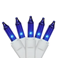50 Blue Mini Window Curtain Icicle Christmas Lights - 2.6 ft White Wire