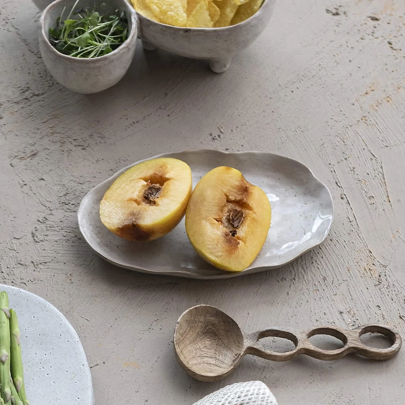 Hello Honey® 7.75" Cream Stoneware Organic Shaped Plate, 4ct.