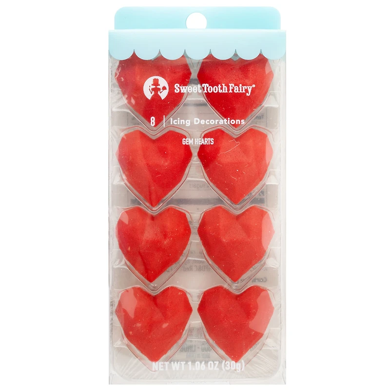 Sweet Tooth Fairy® Gem Hearts Icing Decorations, 8ct.