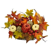 17" Pumpkin, Gourd, Berry & Maple Leaf Arrangement