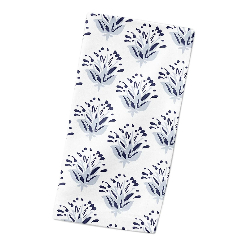 Blue Floral Pattern 10" x 10" Poly Twill Napkin