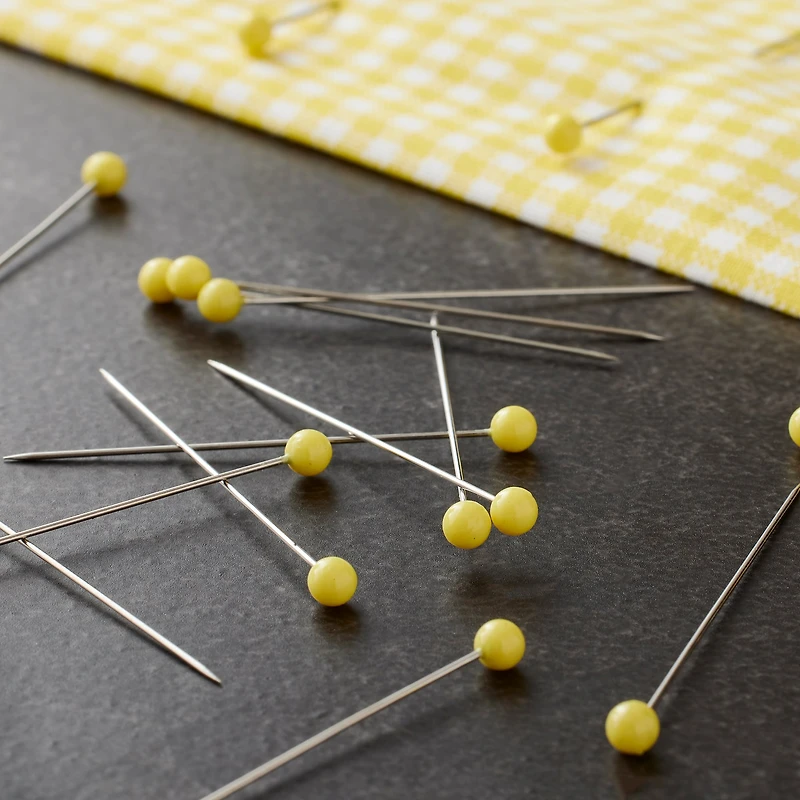 12 Packs: 500 ct. (6,000 total) 1.75" Yellow Ball Quilting Pins by Loops & Threads™