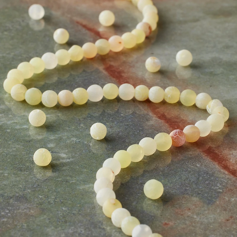Yellow Crackle Agate Round Beads by Bead Landing