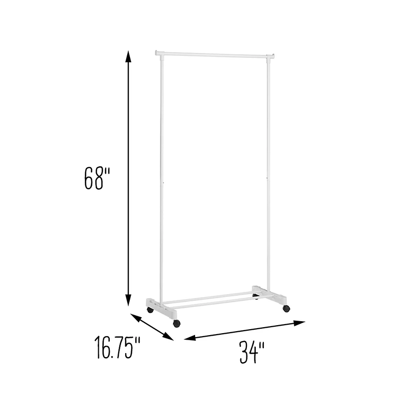 Honey Can Do White Portable Metal Clothes Rack with Bottom Shelf