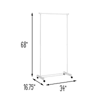 Honey Can Do White Portable Metal Clothes Rack with Bottom Shelf