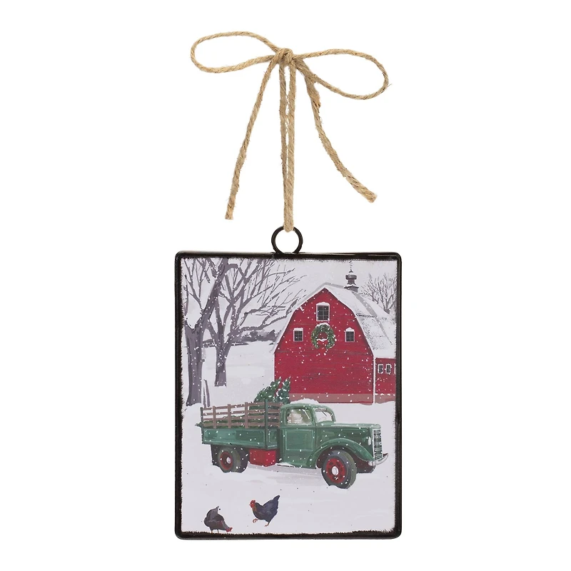 12ct. Glass Truck & Barn Ornament