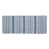 Stonewash Blue and White Hand-Loomed Paper Chindi Runner 2.25ft. x 6ft.