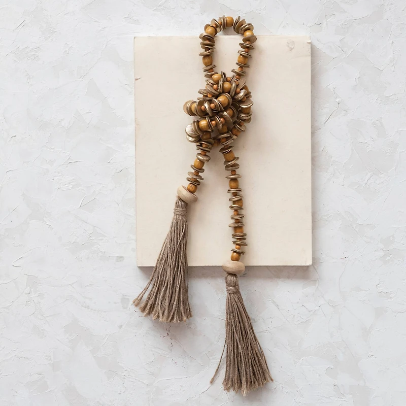 Hello Honey® Wood Beaded Garland with Jute Tassels
